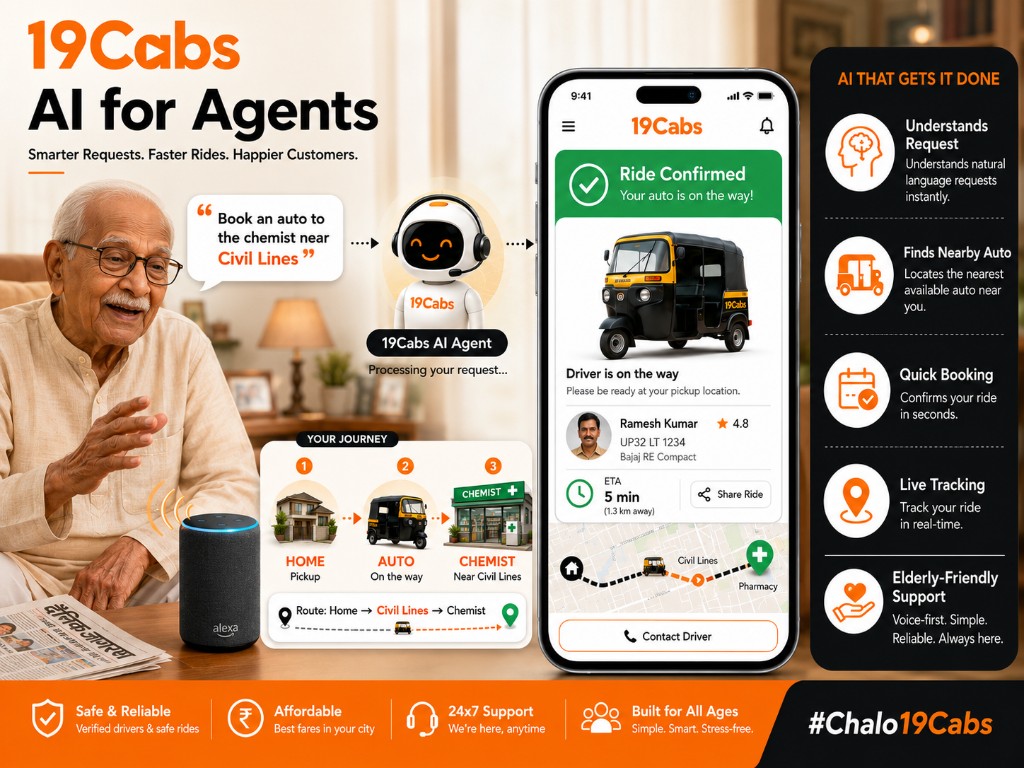 Senior books an auto to the chemist near Civil Lines by voice
