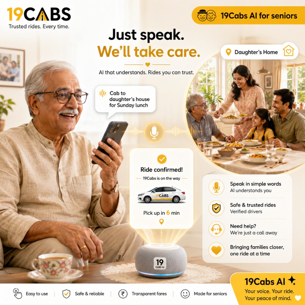 Senior books a cab to daughter’s house for Sunday lunch by voice